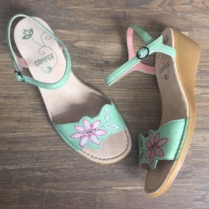 Camper Twins Leather Sandals Wedges